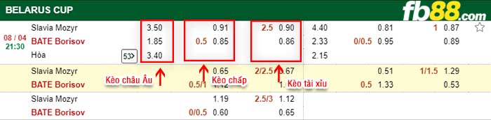 fb88-tỷ lệ kèo chấp Slavia Mozyr vs BATE Borisov